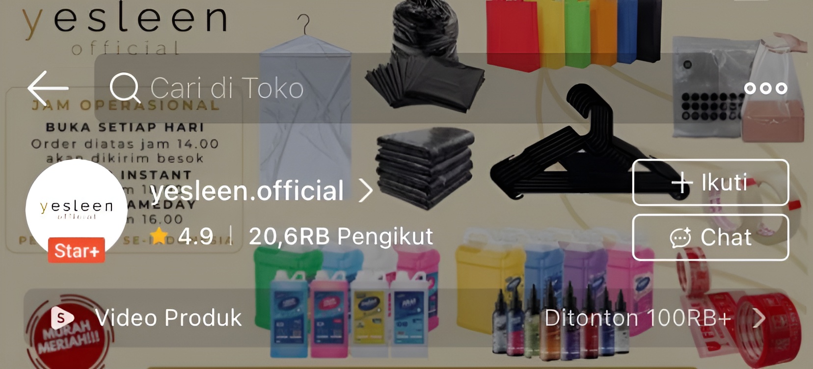 Logo dan toko Shopee yesleen.official